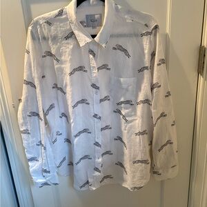 Rails White and Black Printed Leopard button down women’s shirt